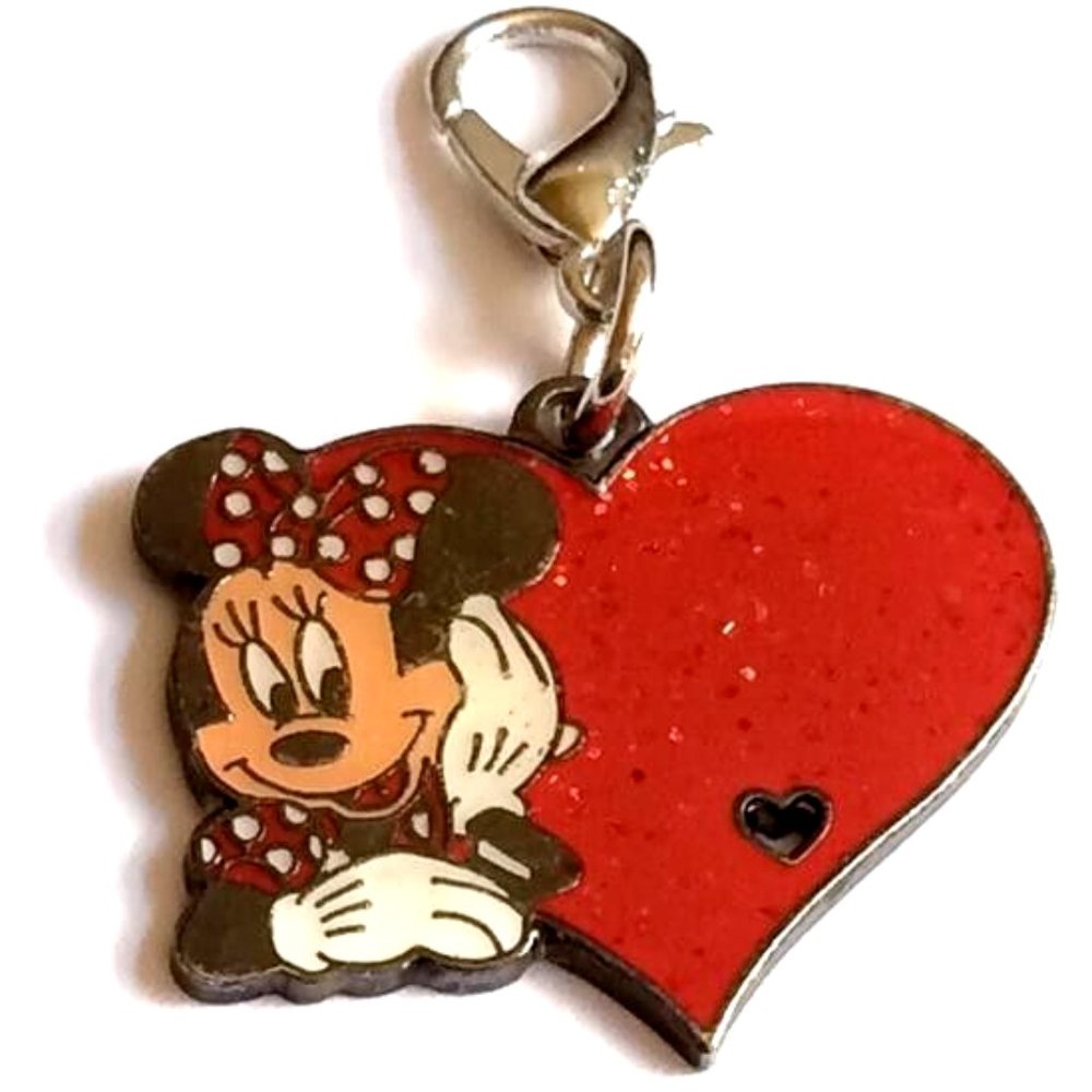 Vintage Disney Minnie Mouse Clip On Charm Bracelet Zipper Pull Valentines Gift